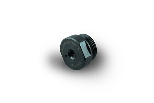 Głowica M26x1,5/M8x1 TRIEBEL, wykonana ze stali, precyzyjnie obrobiona, zapewnia stabilne prowadzenie i mocowanie wrzeciona w die do reloading.